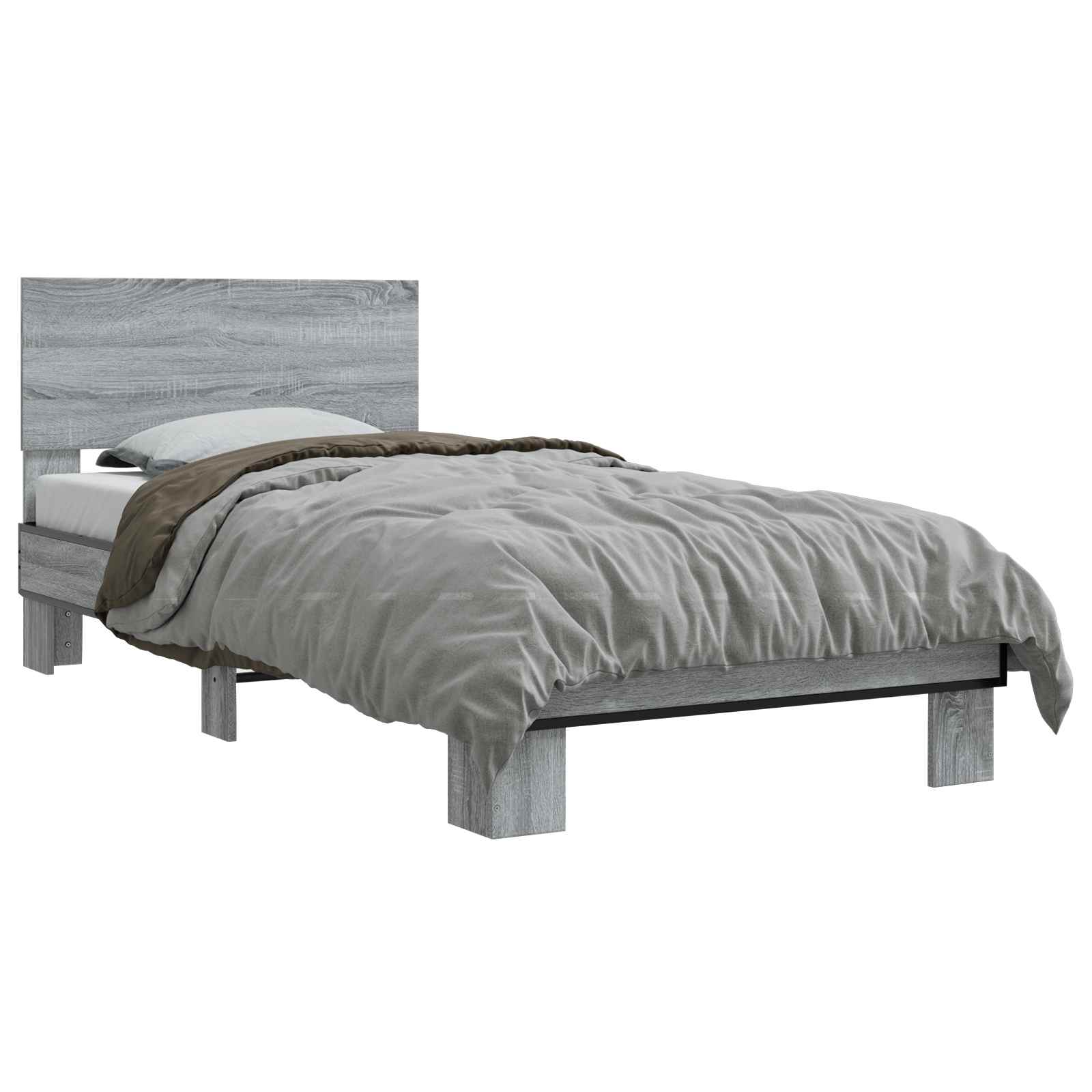 Bedframe met Hoofdeinde Grijs Sonoma 80 x 200 cm Bewerkt hout is nu te koop bij PeponiXL, paradijselijk wonen!