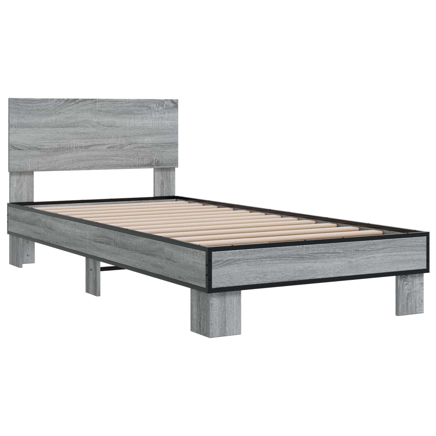 Bedframe met Hoofdeinde Grijs Sonoma 80 x 200 cm Bewerkt hout is nu te koop bij PeponiXL, paradijselijk wonen!