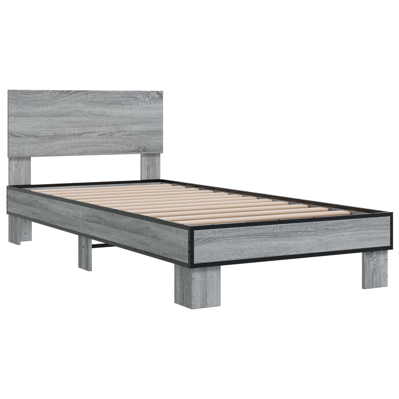 Bedframe met Hoofdeinde Grijs Sonoma 80 x 200 cm Bewerkt hout is nu te koop bij PeponiXL, paradijselijk wonen!