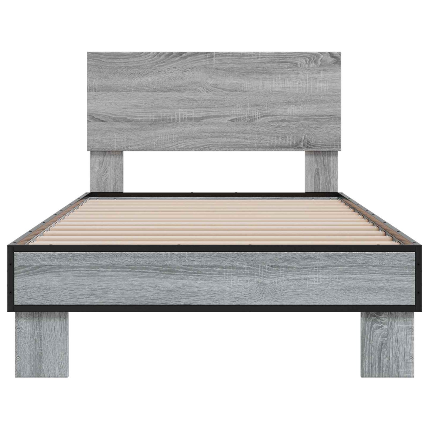 Bedframe met Hoofdeinde Grijs Sonoma 80 x 200 cm Bewerkt hout is nu te koop bij PeponiXL, paradijselijk wonen!