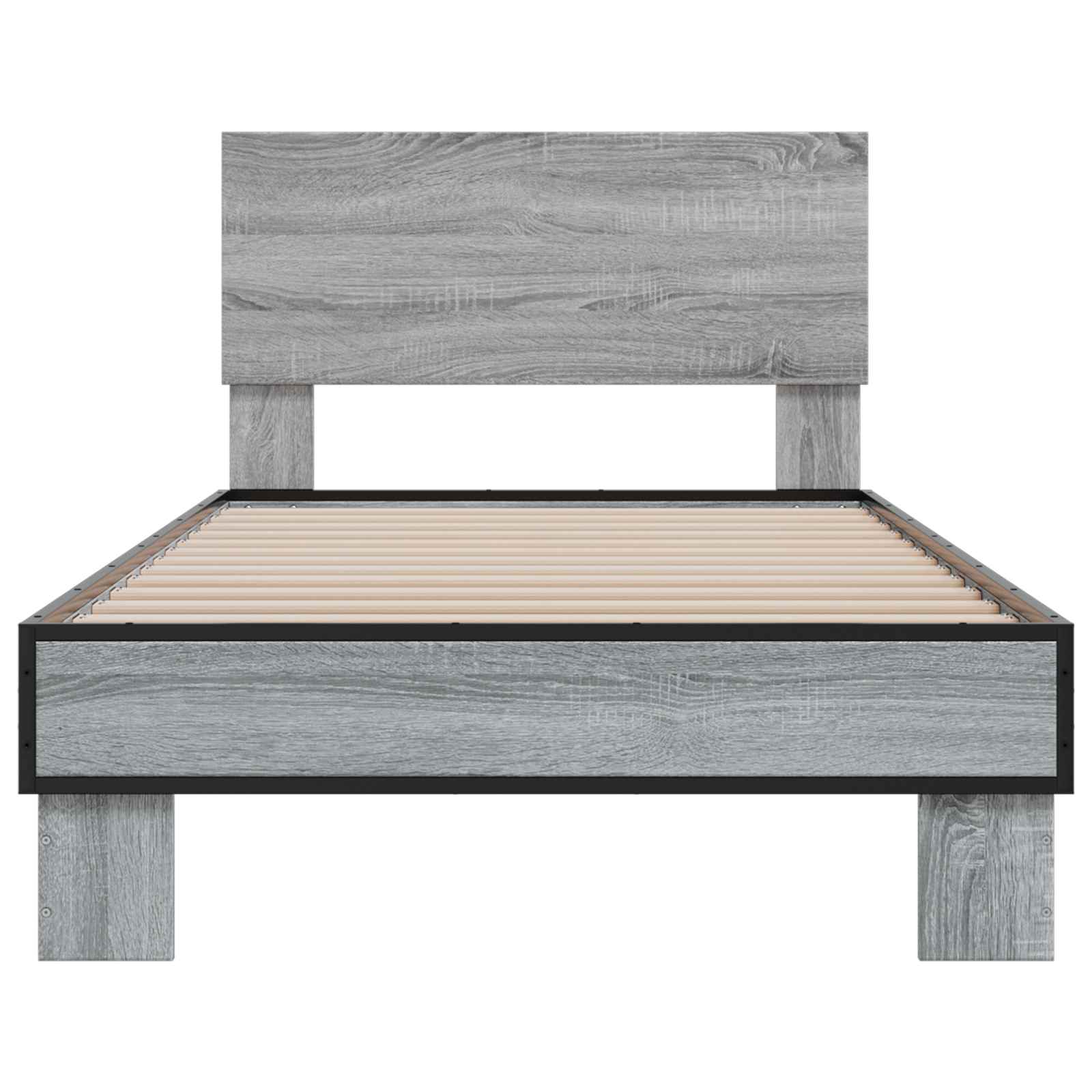 Bedframe met Hoofdeinde Grijs Sonoma 80 x 200 cm Bewerkt hout is nu te koop bij PeponiXL, paradijselijk wonen!