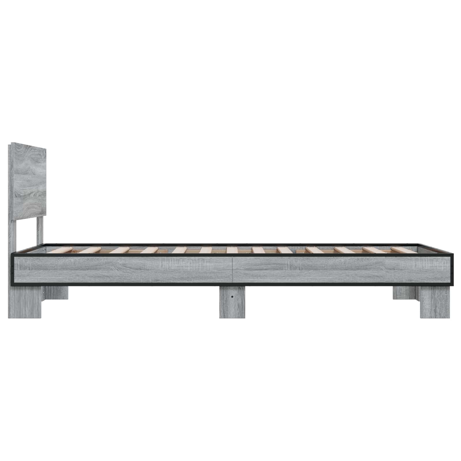 Bedframe met Hoofdeinde Grijs Sonoma 80 x 200 cm Bewerkt hout is nu te koop bij PeponiXL, paradijselijk wonen!