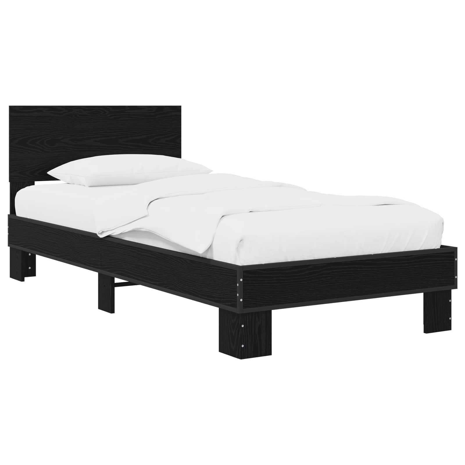 Bedframe met Hoofdeinde Zwart eiken 80 x 200 cm Bewerkt hout is nu te koop bij PeponiXL, paradijselijk wonen!