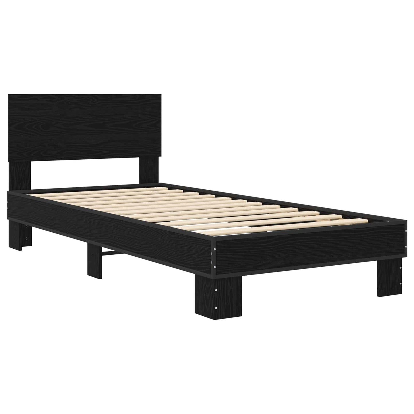 Bedframe met Hoofdeinde Zwart eiken 80 x 200 cm Bewerkt hout is nu te koop bij PeponiXL, paradijselijk wonen!