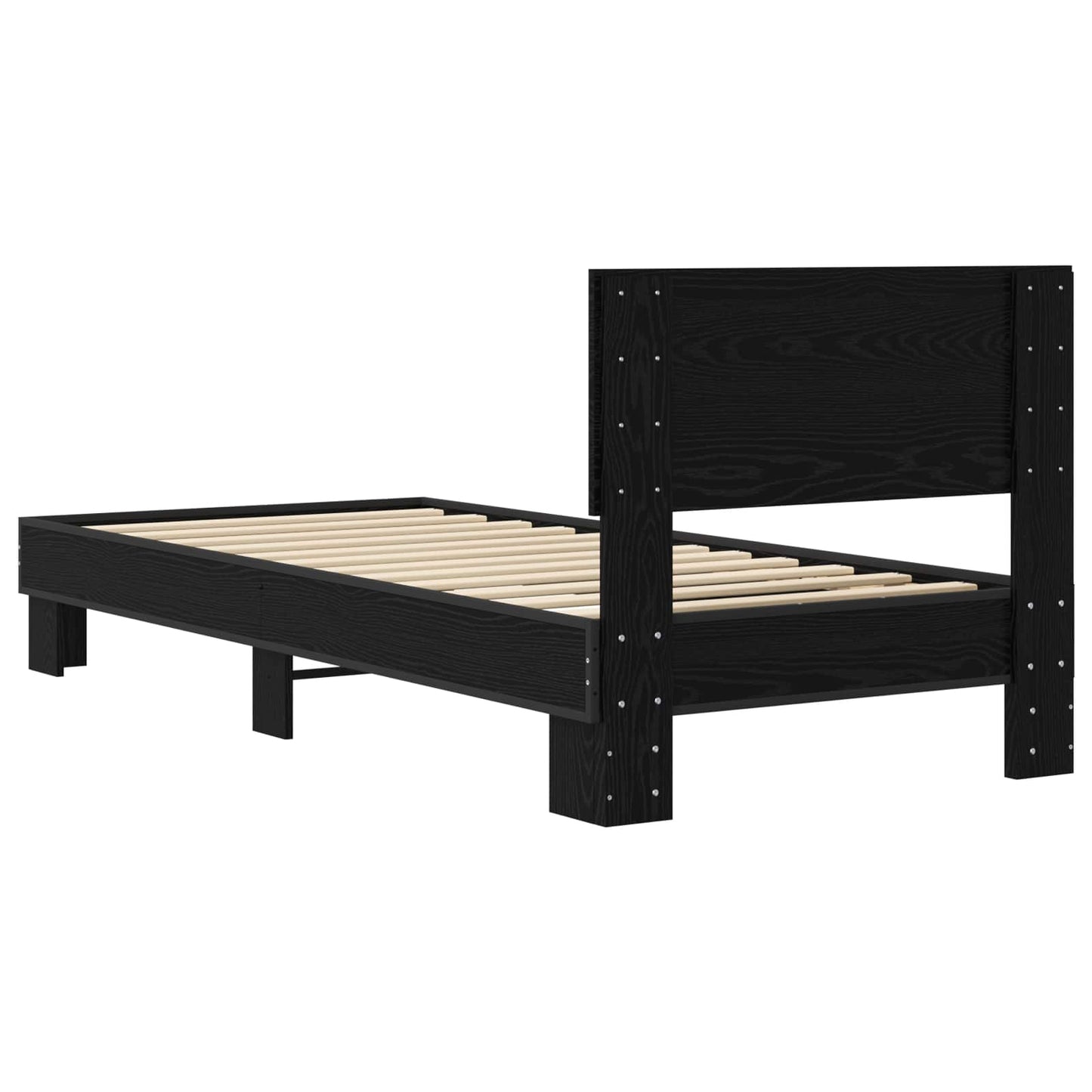 Bedframe met Hoofdeinde Zwart eiken 80 x 200 cm Bewerkt hout is nu te koop bij PeponiXL, paradijselijk wonen!