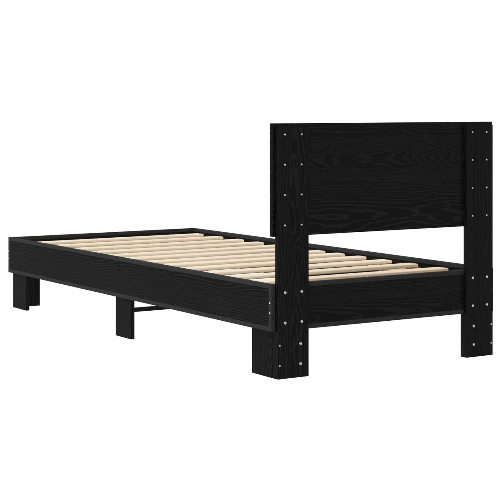 Bedframe met Hoofdeinde Zwart eiken 80 x 200 cm Bewerkt hout is nu te koop bij PeponiXL, paradijselijk wonen!
