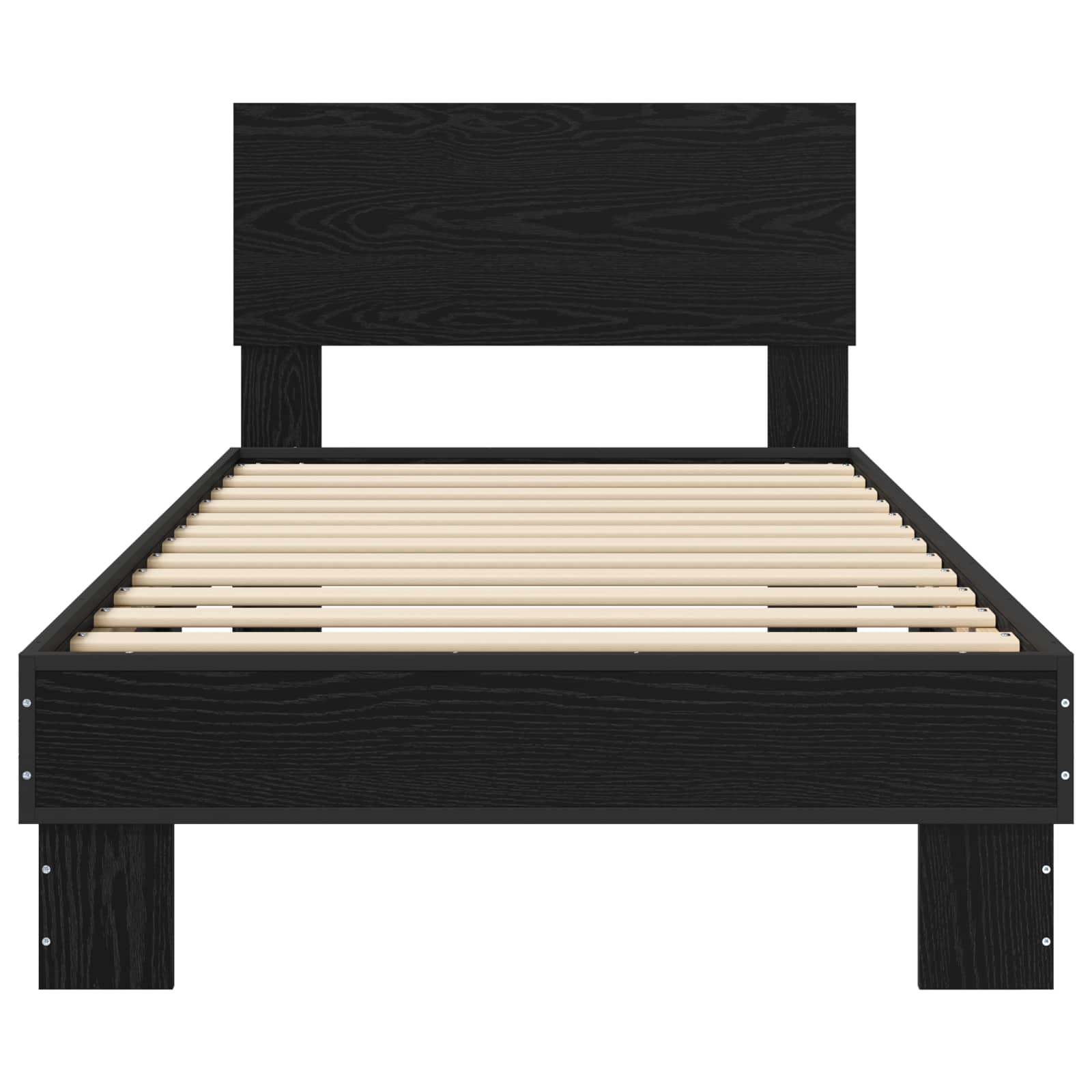 Bedframe met Hoofdeinde Zwart eiken 80 x 200 cm Bewerkt hout is nu te koop bij PeponiXL, paradijselijk wonen!