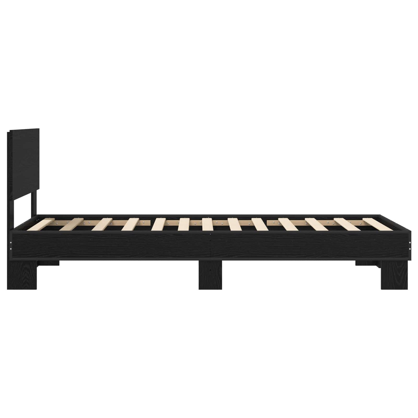 Bedframe met Hoofdeinde Zwart eiken 80 x 200 cm Bewerkt hout is nu te koop bij PeponiXL, paradijselijk wonen!