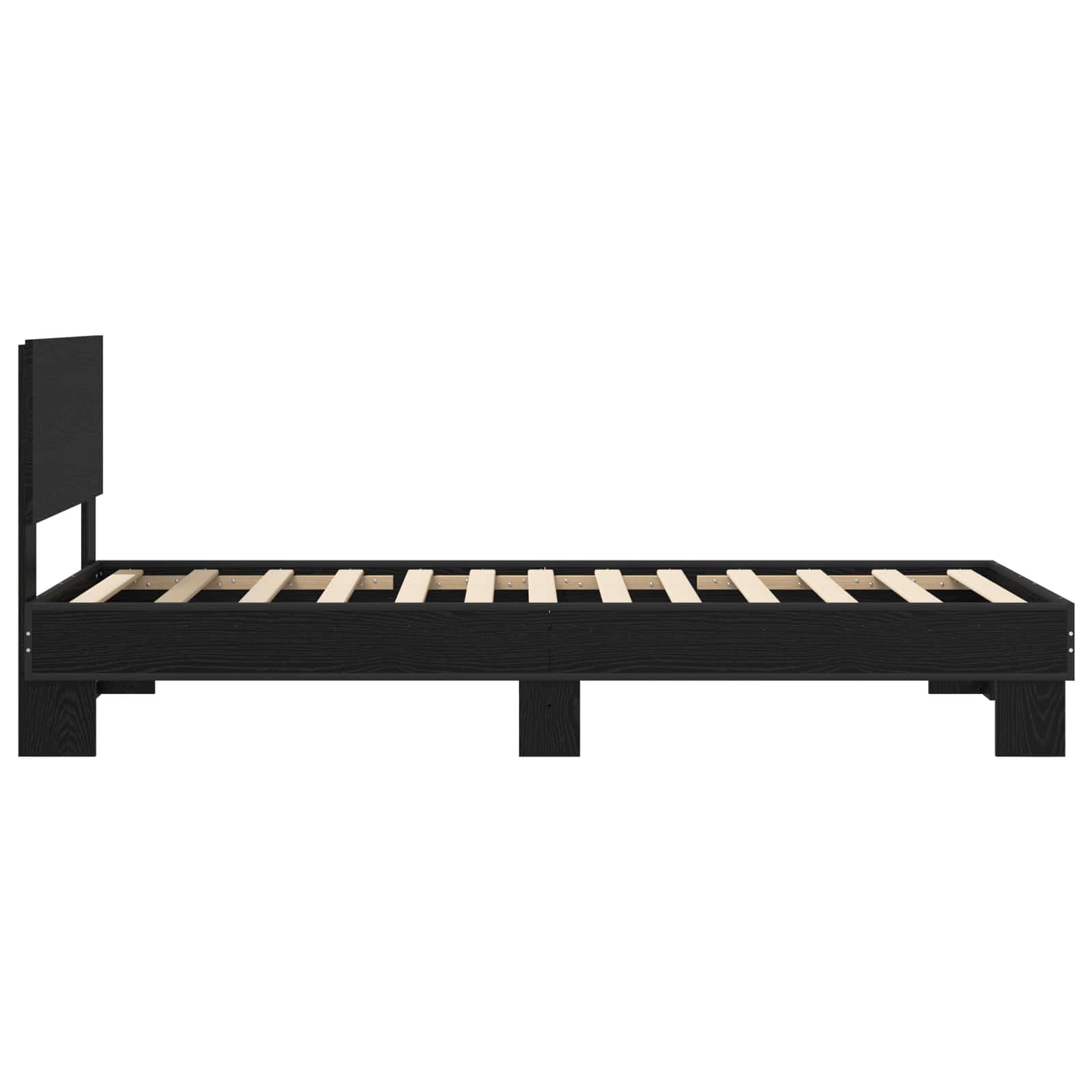 Bedframe met Hoofdeinde Zwart eiken 80 x 200 cm Bewerkt hout is nu te koop bij PeponiXL, paradijselijk wonen!