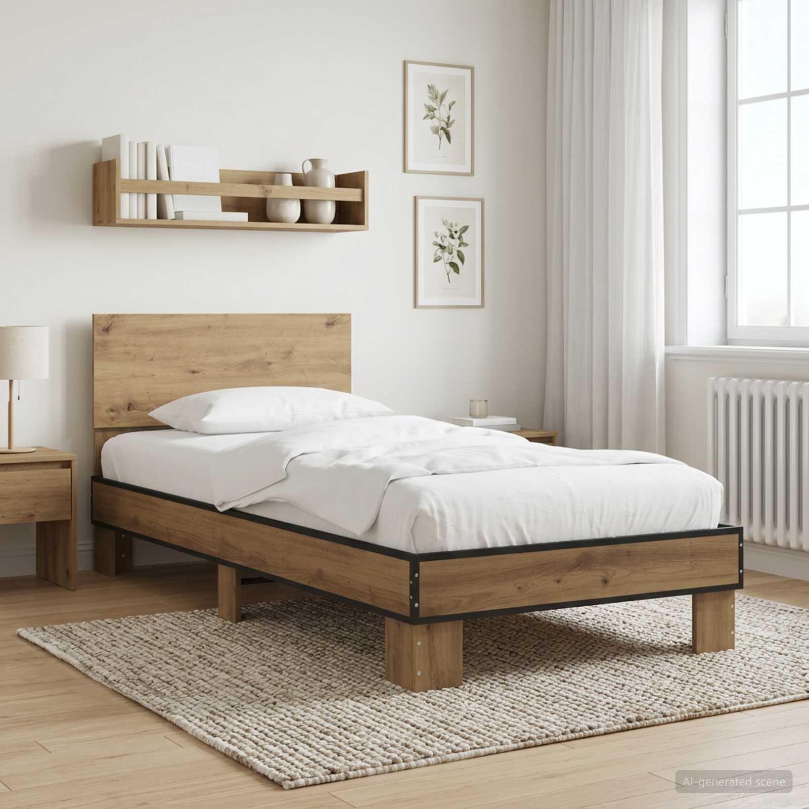 Bedframe met Hoofdeinde Artisanaal eiken 80 x 200 cm is nu te koop bij PeponiXL, paradijselijk wonen!