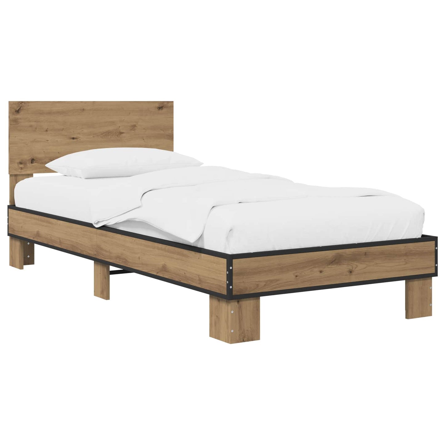 Bedframe met Hoofdeinde Artisanaal eiken 80 x 200 cm is nu te koop bij PeponiXL, paradijselijk wonen!