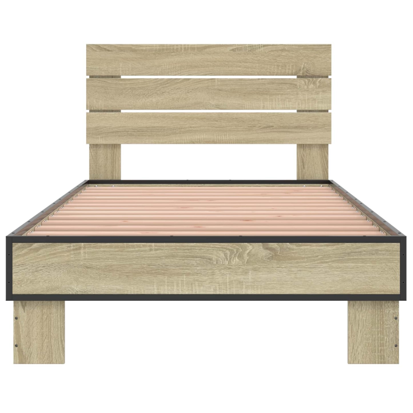 Bedframe met Hoofdeinde Sonoma Eiken 80 x 200 cm Bewerkt hout is nu te koop bij PeponiXL, paradijselijk wonen!