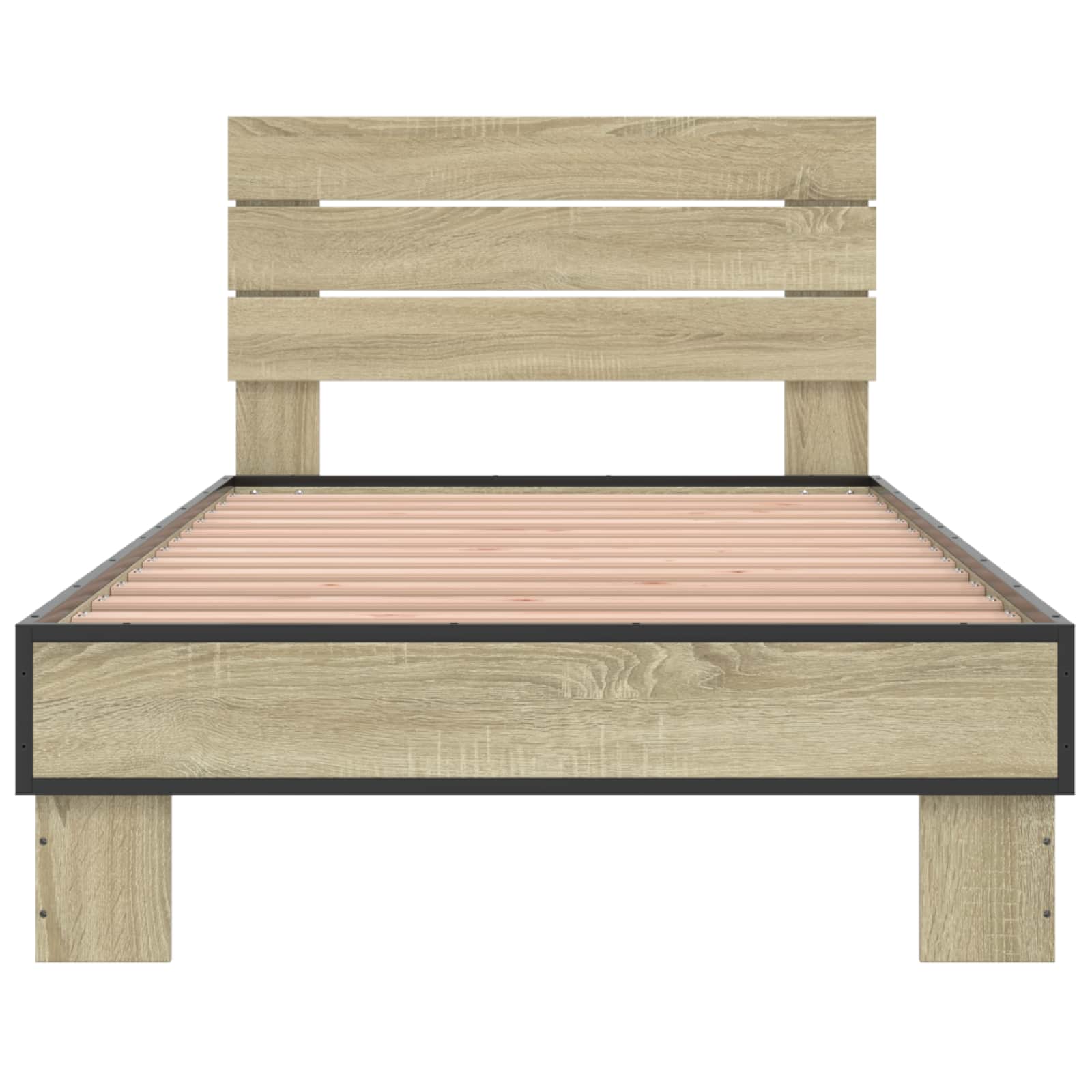 Bedframe met Hoofdeinde Sonoma Eiken 80 x 200 cm Bewerkt hout is nu te koop bij PeponiXL, paradijselijk wonen!