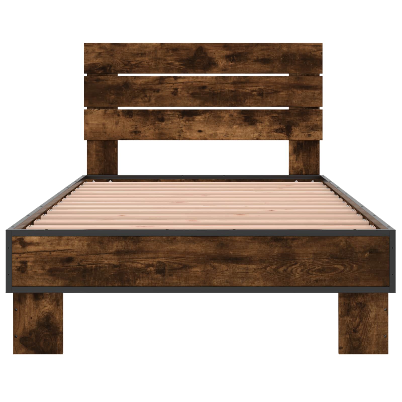 Bedframe met Hoofdeinde Gerookt eiken 80 x 200 cm Bewerkt hout is nu te koop bij PeponiXL, paradijselijk wonen!