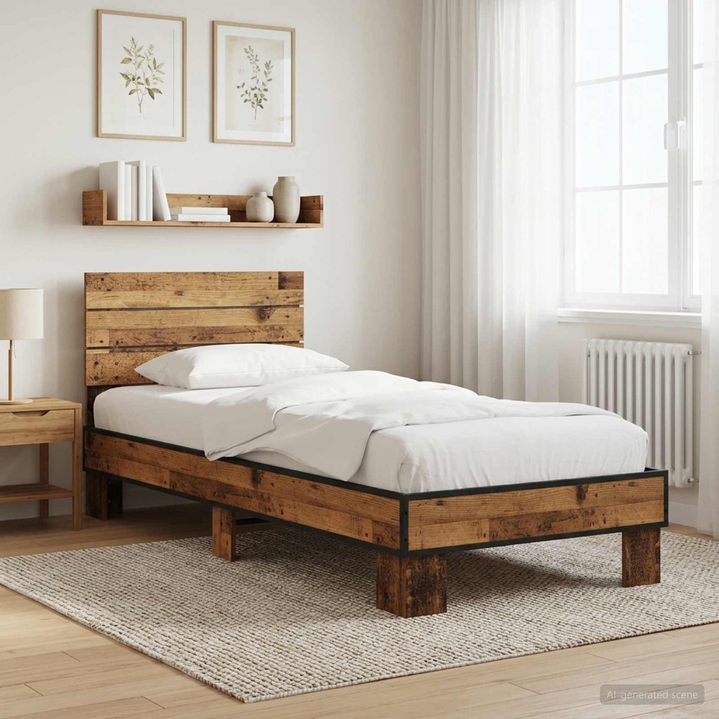 Bedframe met Hoofdeinde Oud hout 80 x 200 cm Bewerkt hout is nu te koop bij PeponiXL, paradijselijk wonen!