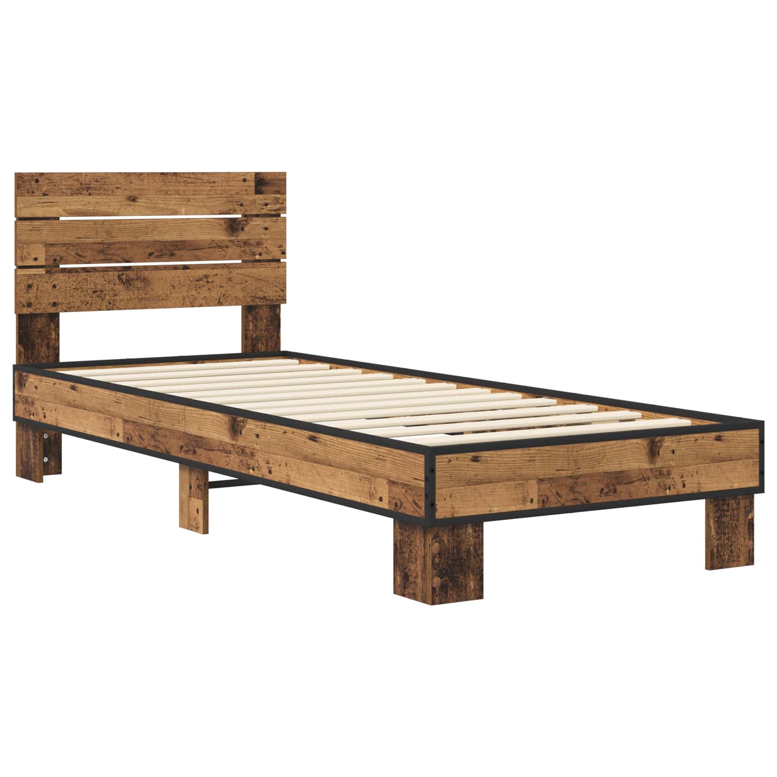 Bedframe met Hoofdeinde Oud hout 80 x 200 cm Bewerkt hout is nu te koop bij PeponiXL, paradijselijk wonen!