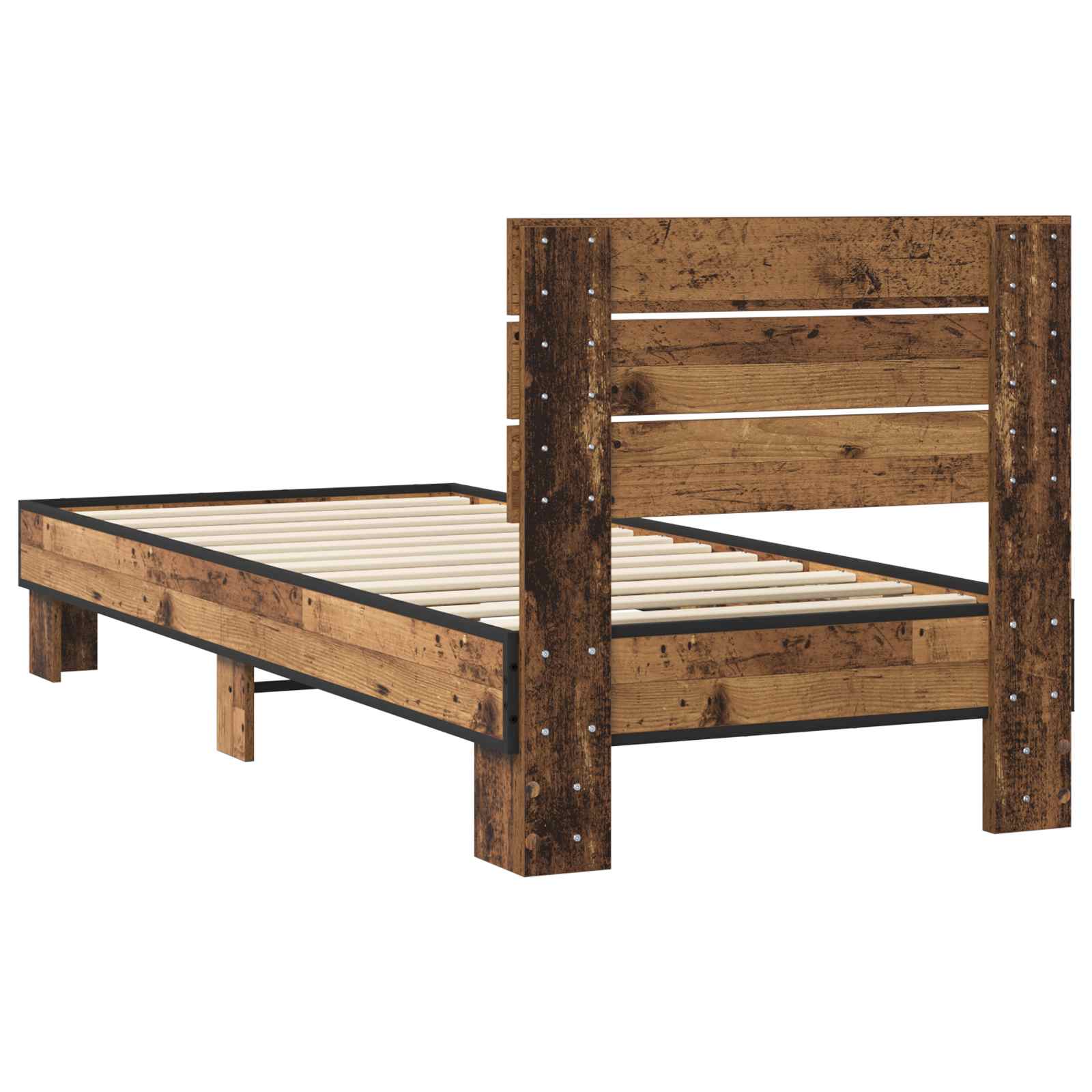 Bedframe met Hoofdeinde Oud hout 80 x 200 cm Bewerkt hout is nu te koop bij PeponiXL, paradijselijk wonen!