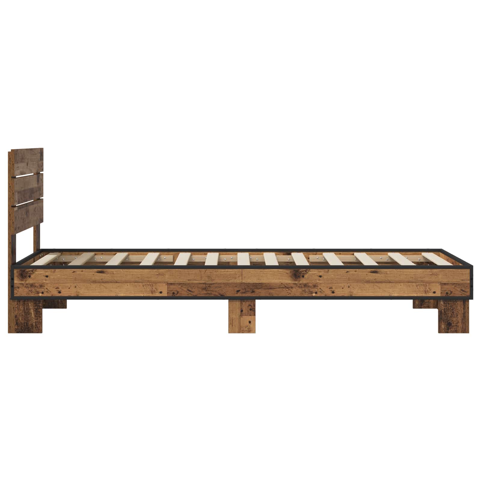 Bedframe met Hoofdeinde Oud hout 80 x 200 cm Bewerkt hout is nu te koop bij PeponiXL, paradijselijk wonen!