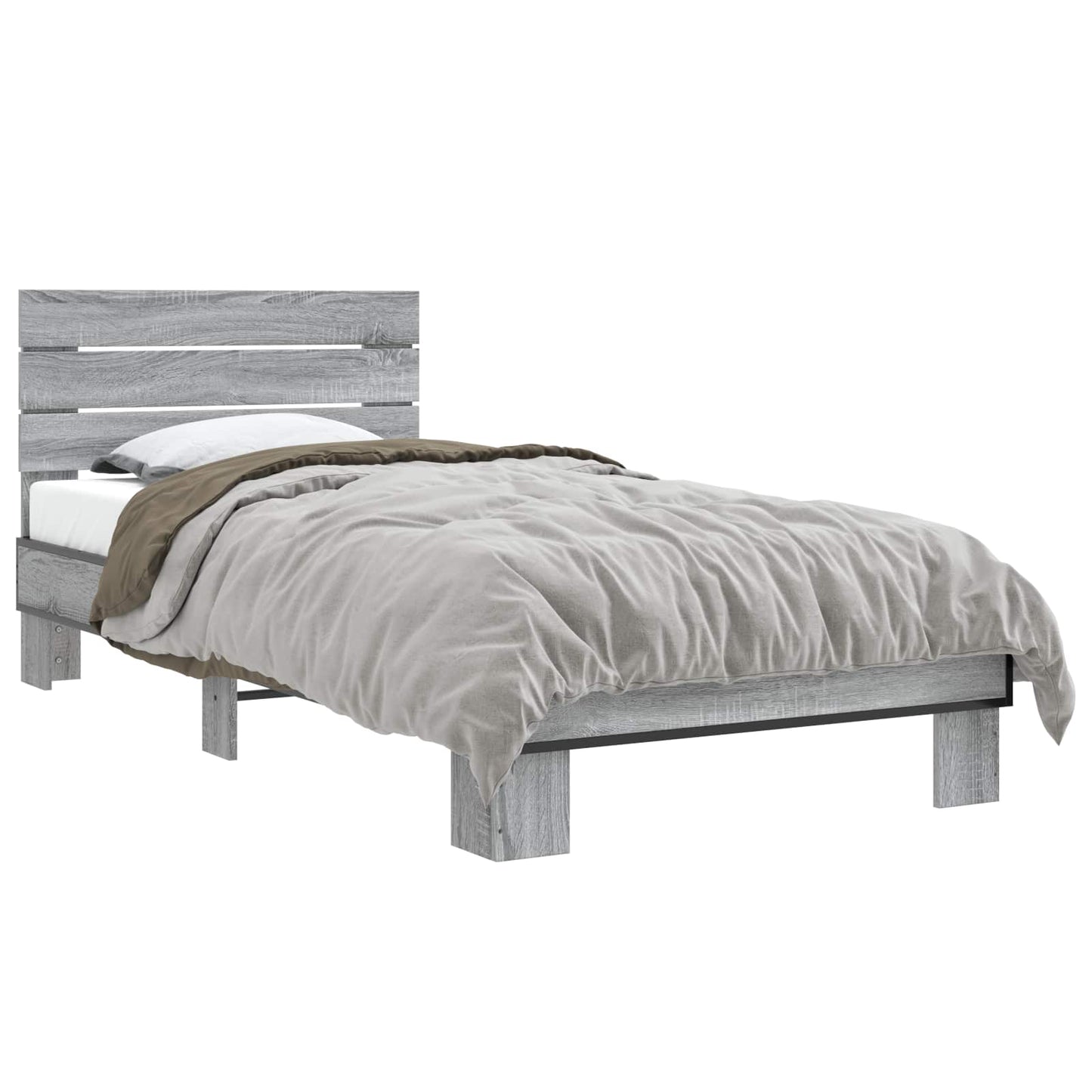 Bedframe met Hoofdeinde Grijs Sonoma 80 x 200 cm Bewerkt hout is nu te koop bij PeponiXL, paradijselijk wonen!