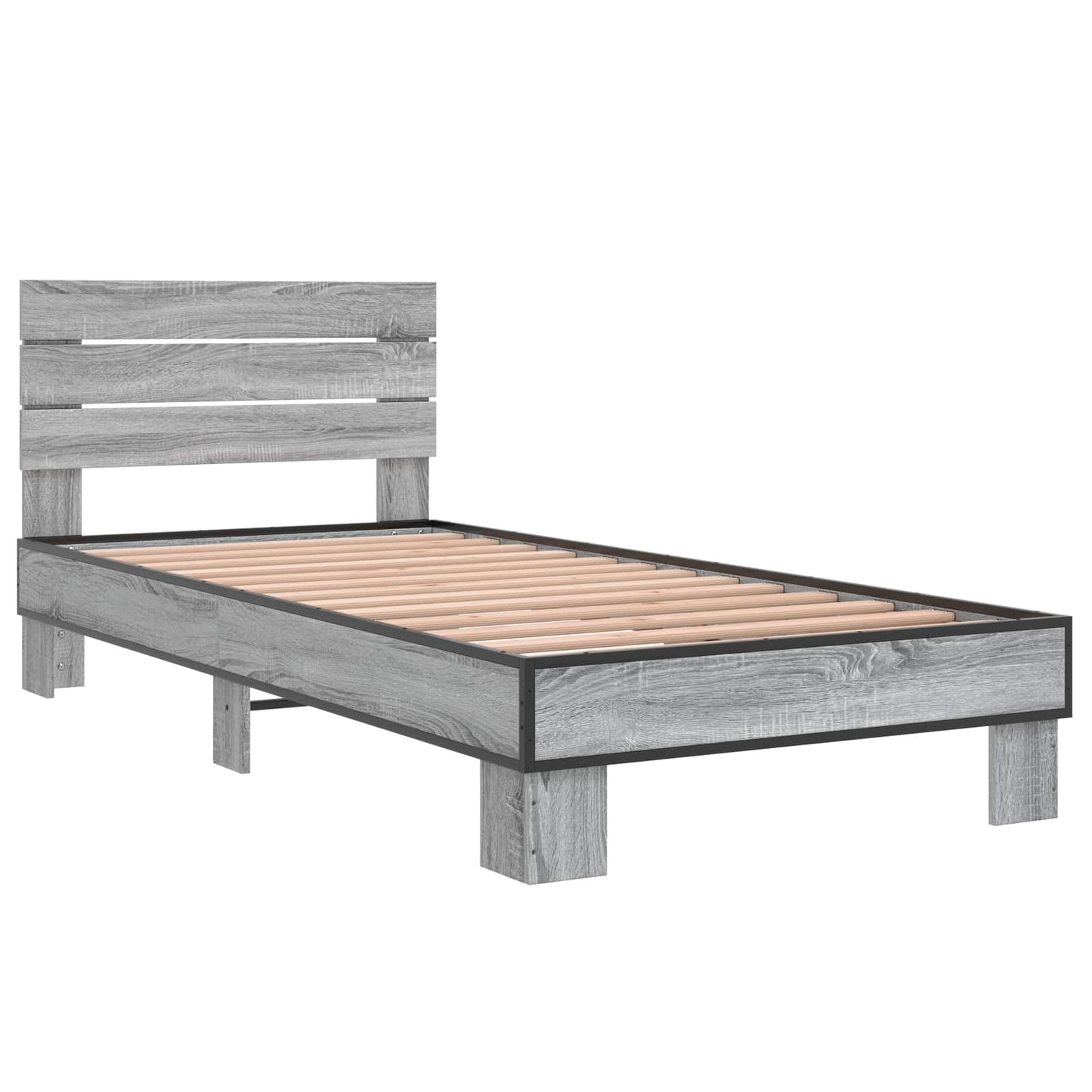 Bedframe met Hoofdeinde Grijs Sonoma 80 x 200 cm Bewerkt hout is nu te koop bij PeponiXL, paradijselijk wonen!