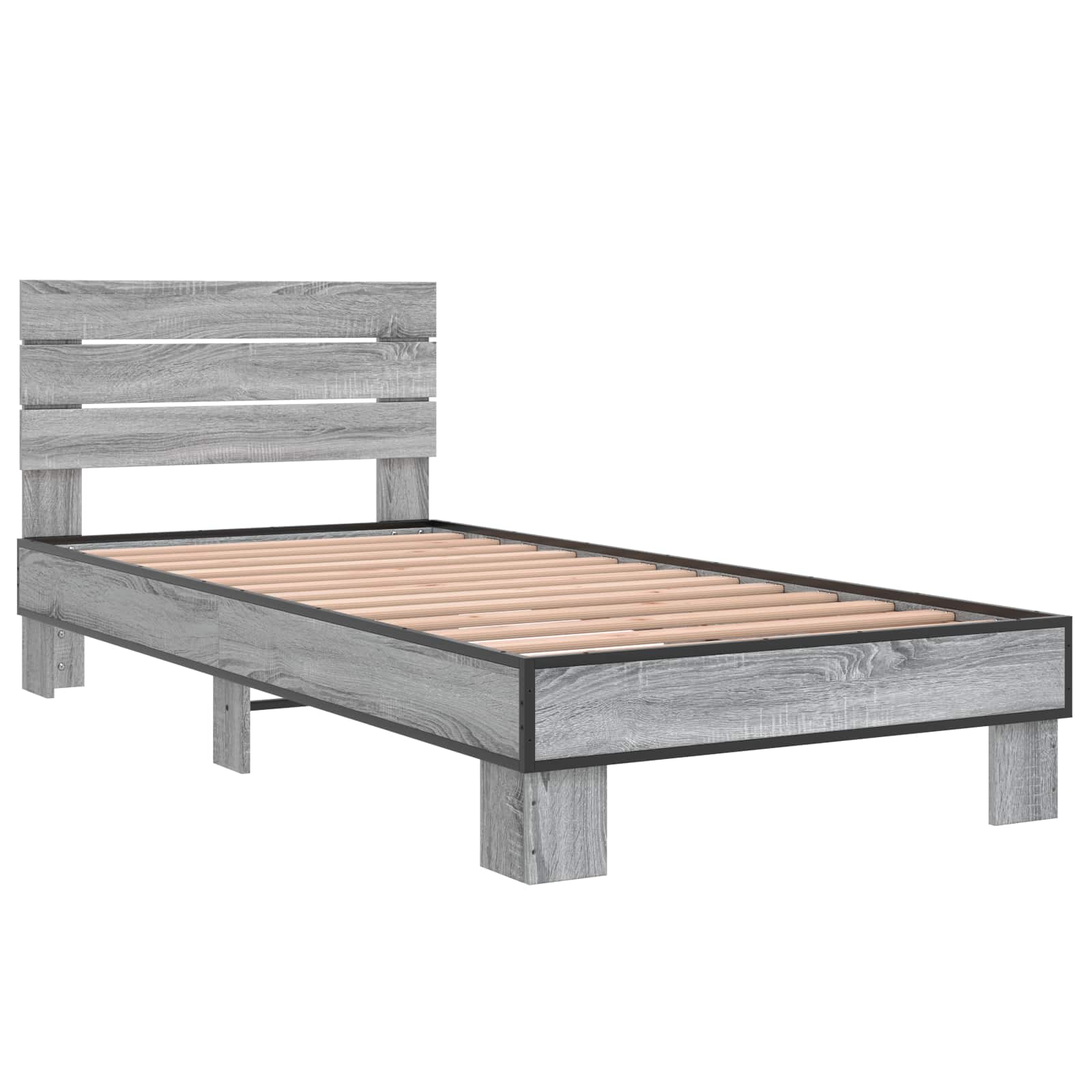Bedframe met Hoofdeinde Grijs Sonoma 80 x 200 cm Bewerkt hout is nu te koop bij PeponiXL, paradijselijk wonen!