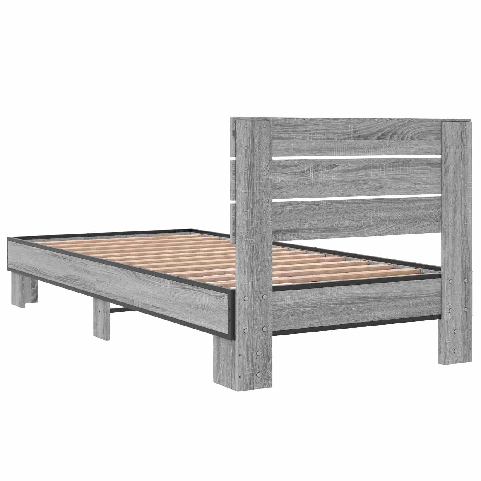Bedframe met Hoofdeinde Grijs Sonoma 80 x 200 cm Bewerkt hout is nu te koop bij PeponiXL, paradijselijk wonen!