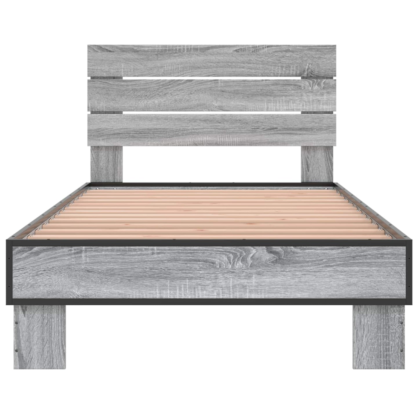 Bedframe met Hoofdeinde Grijs Sonoma 80 x 200 cm Bewerkt hout is nu te koop bij PeponiXL, paradijselijk wonen!