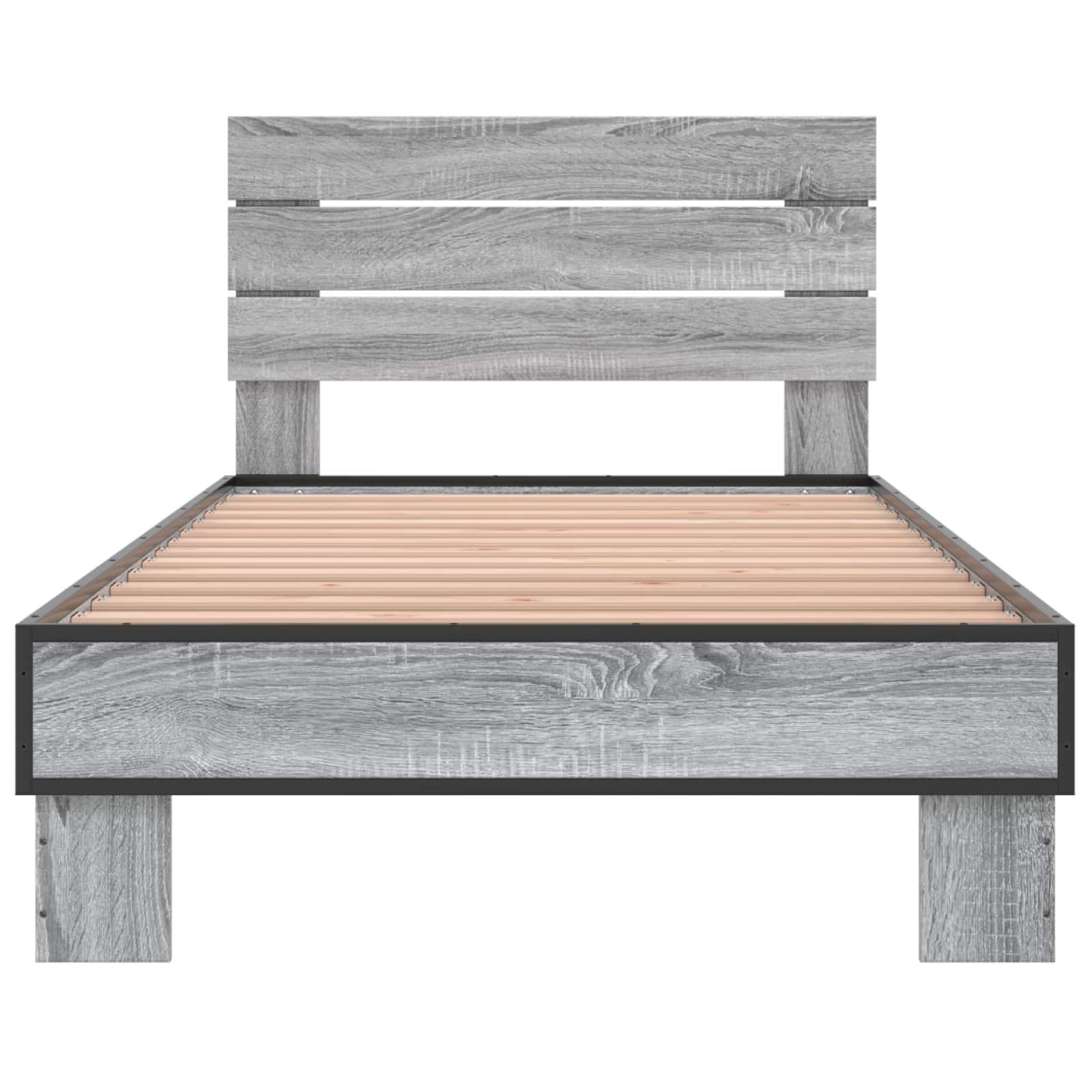 Bedframe met Hoofdeinde Grijs Sonoma 80 x 200 cm Bewerkt hout is nu te koop bij PeponiXL, paradijselijk wonen!