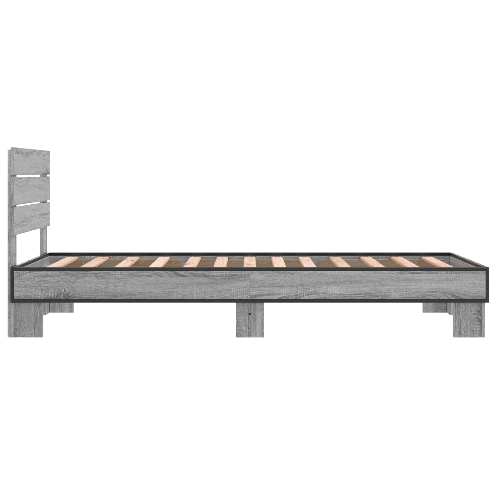 Bedframe met Hoofdeinde Grijs Sonoma 80 x 200 cm Bewerkt hout is nu te koop bij PeponiXL, paradijselijk wonen!