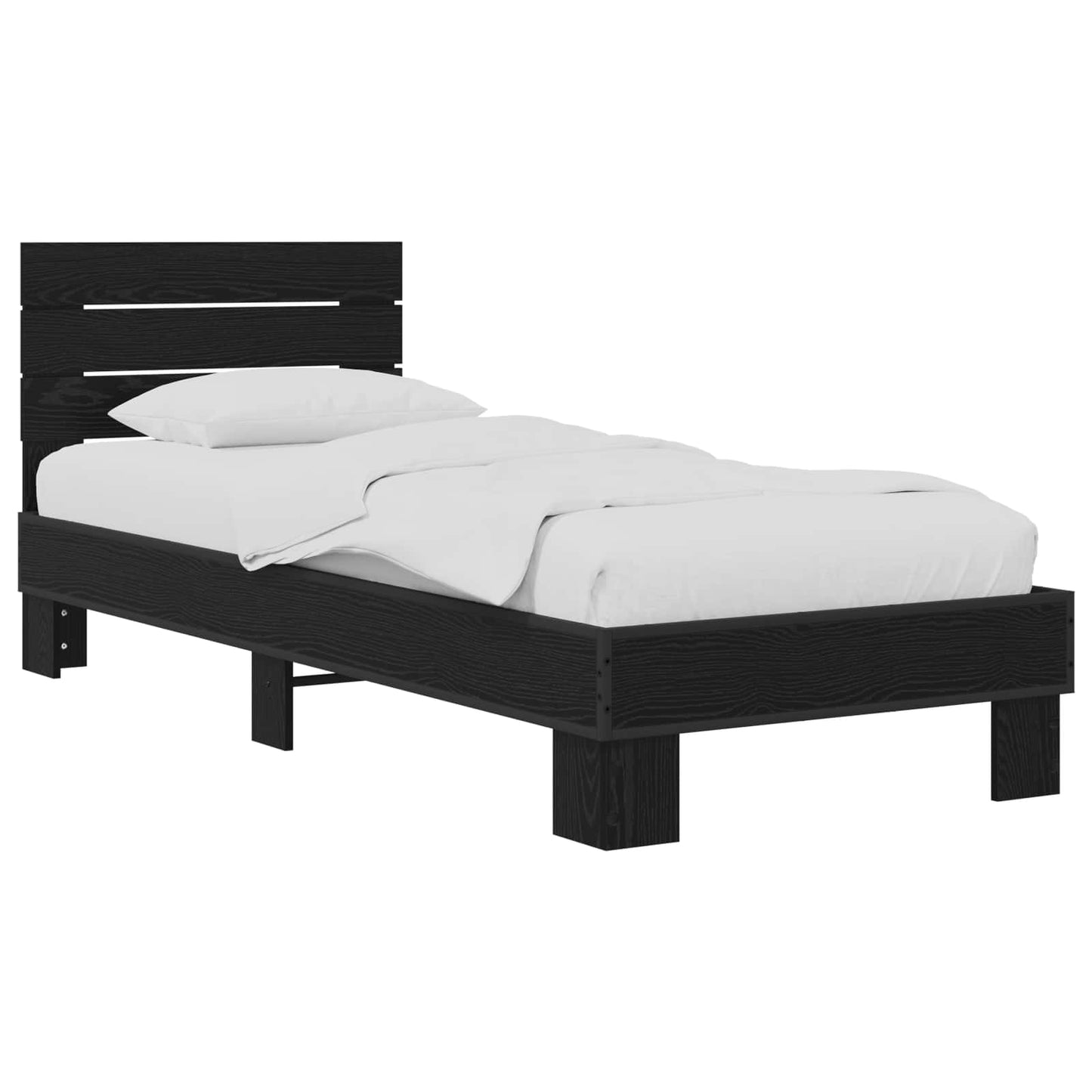 Bedframe met Hoofdeinde Zwart eiken 80 x 200 cm Bewerkt hout is nu te koop bij PeponiXL, paradijselijk wonen!