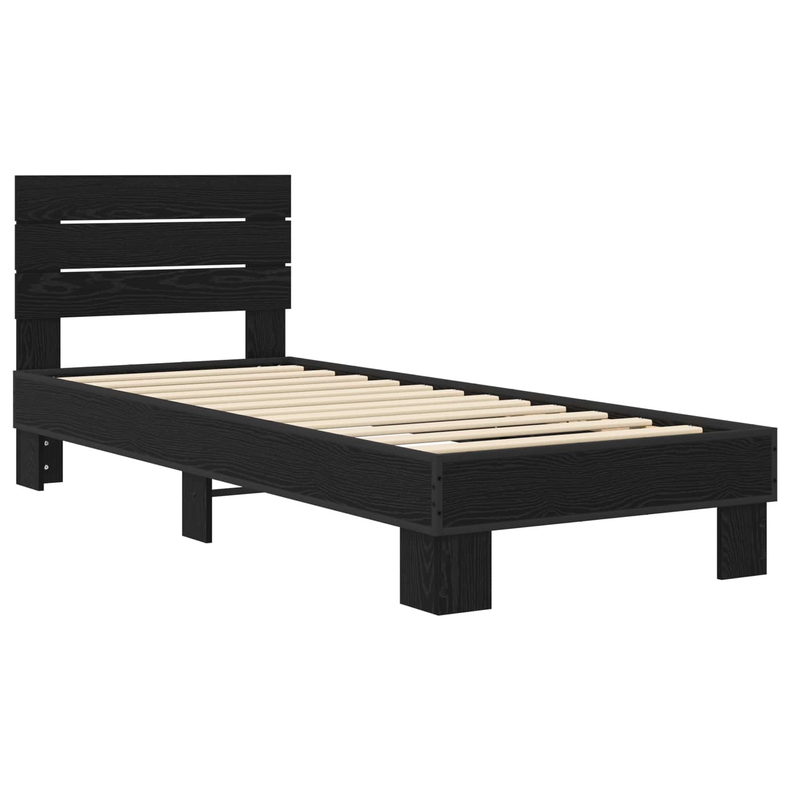 Bedframe met Hoofdeinde Zwart eiken 80 x 200 cm Bewerkt hout is nu te koop bij PeponiXL, paradijselijk wonen!