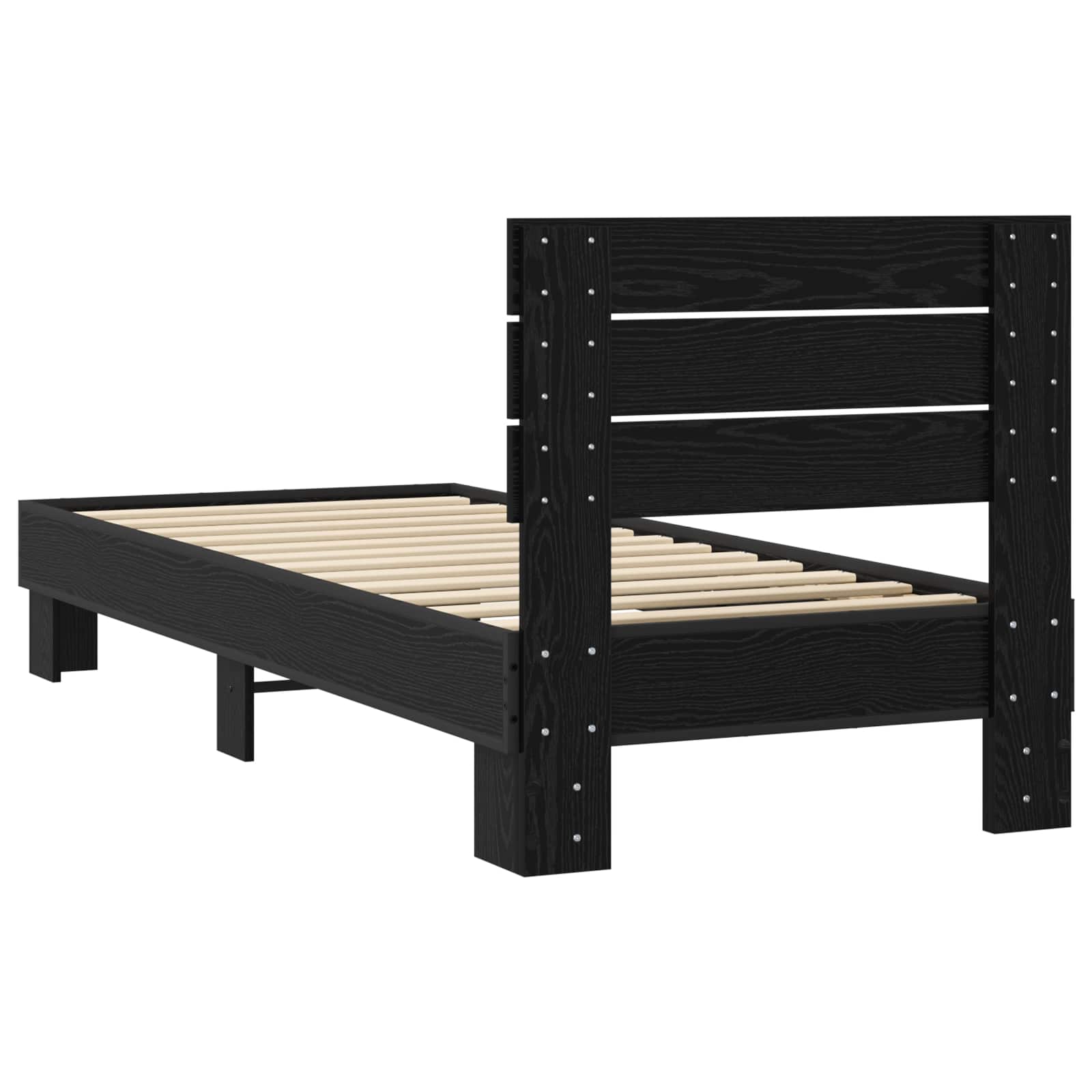 Bedframe met Hoofdeinde Zwart eiken 80 x 200 cm Bewerkt hout is nu te koop bij PeponiXL, paradijselijk wonen!