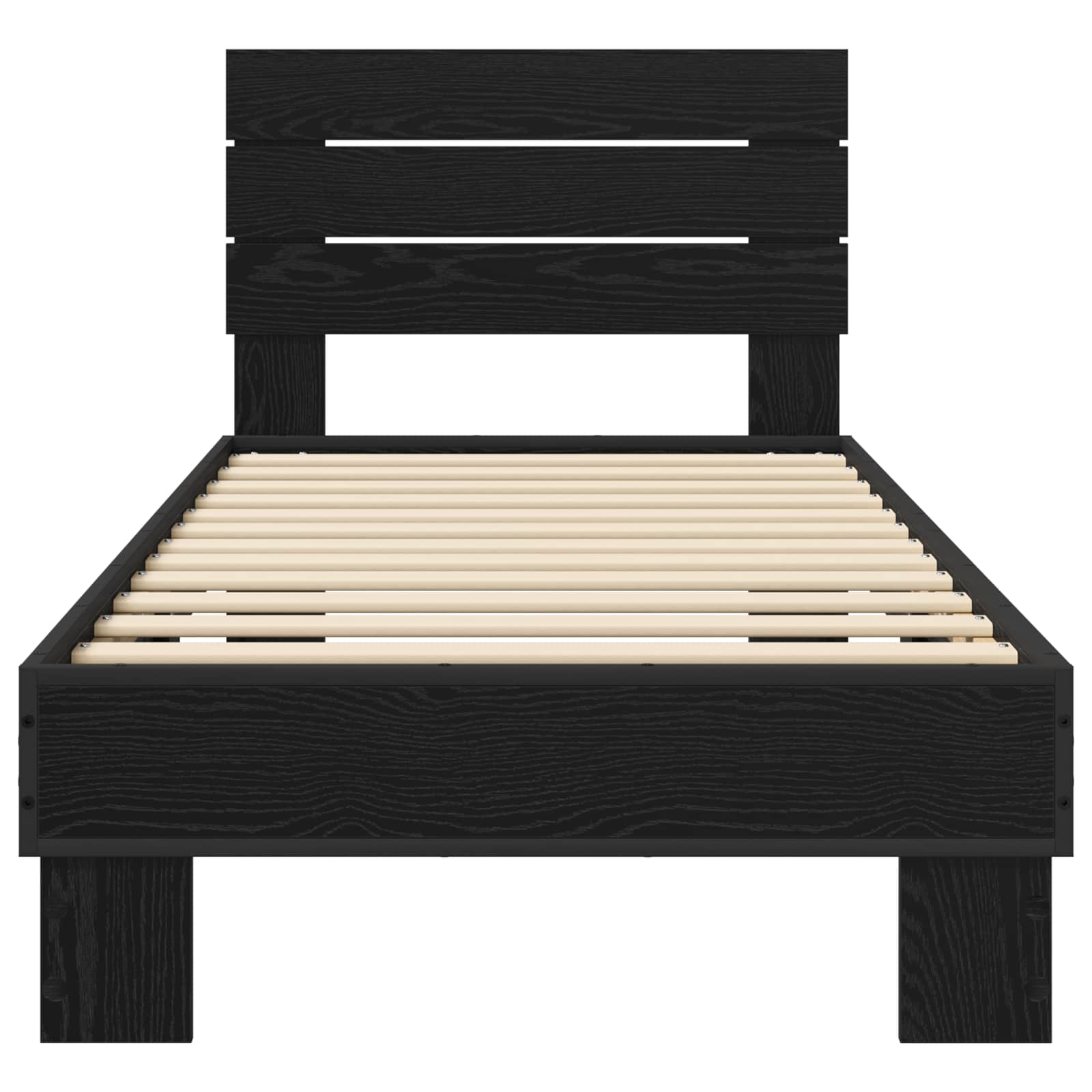 Bedframe met Hoofdeinde Zwart eiken 80 x 200 cm Bewerkt hout is nu te koop bij PeponiXL, paradijselijk wonen!