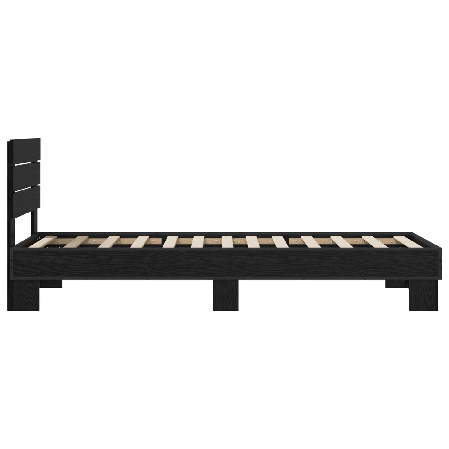Bedframe met Hoofdeinde Zwart eiken 80 x 200 cm Bewerkt hout is nu te koop bij PeponiXL, paradijselijk wonen!