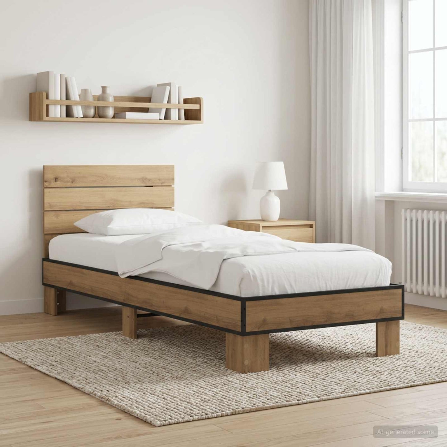 Bedframe met Hoofdeinde Artisanaal eiken 80 x 200 cm is nu te koop bij PeponiXL, paradijselijk wonen!