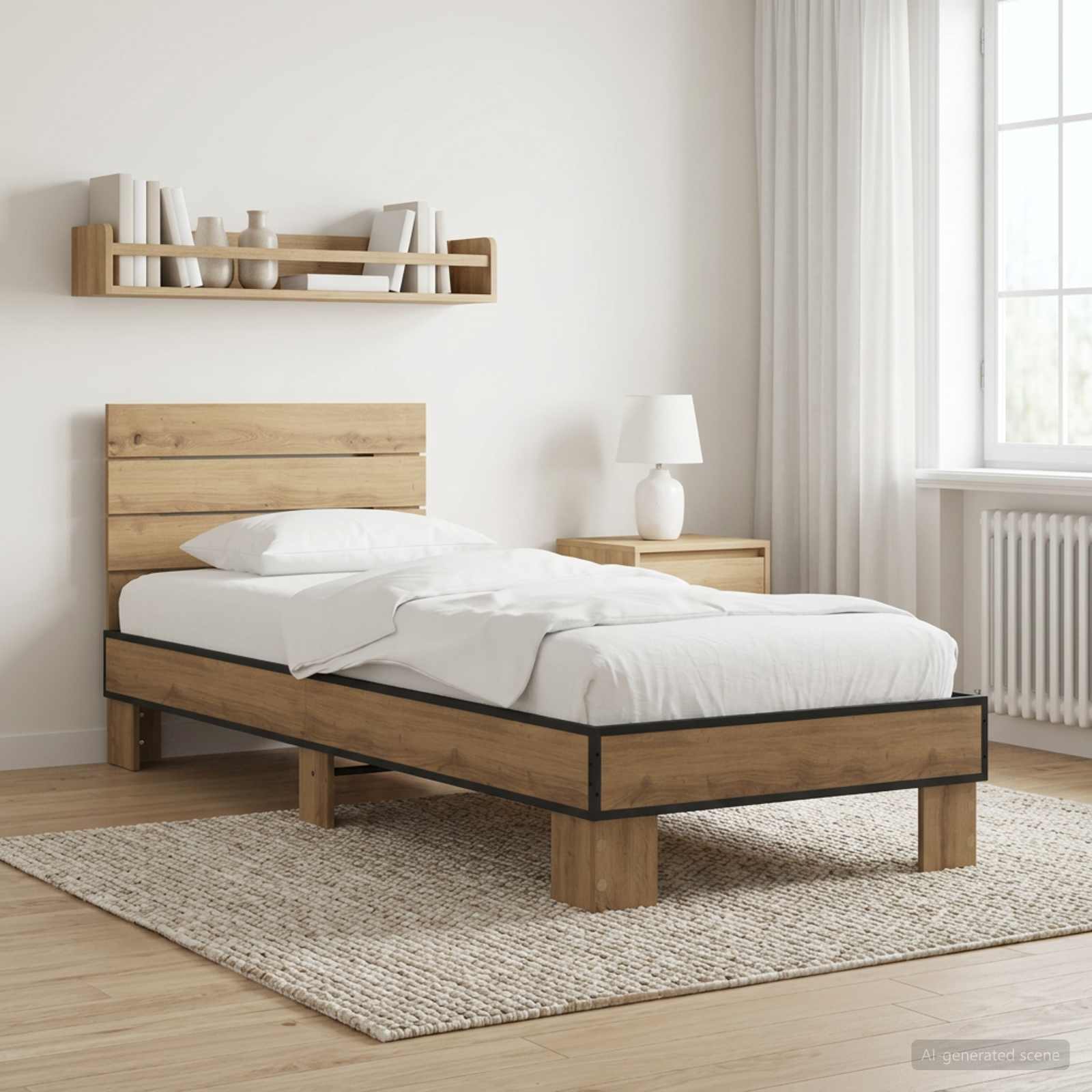 Bedframe met Hoofdeinde Artisanaal eiken 80 x 200 cm is nu te koop bij PeponiXL, paradijselijk wonen!