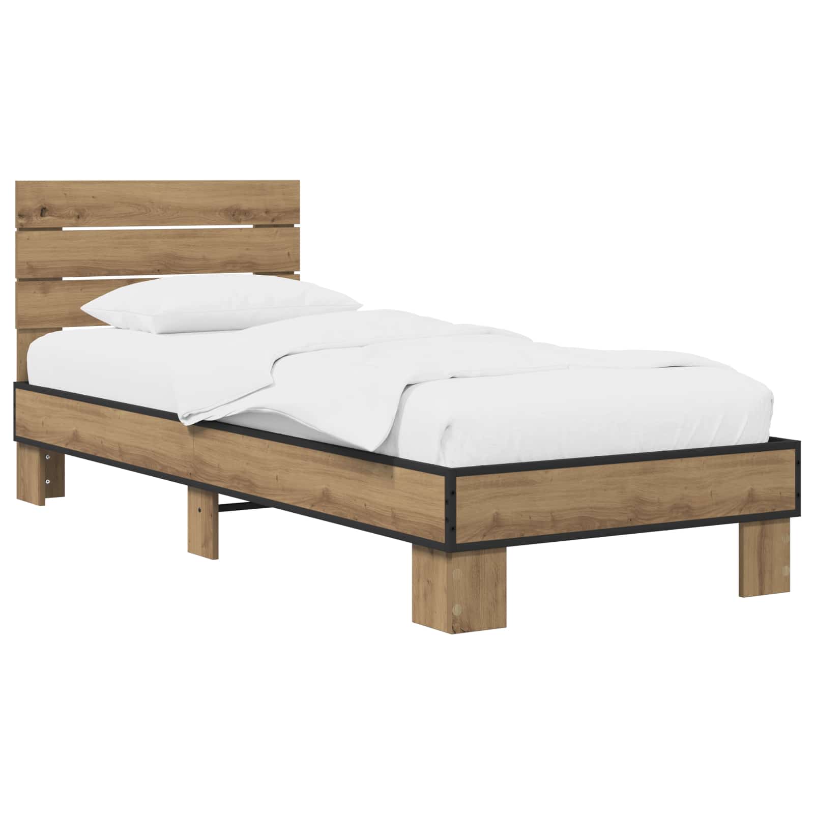 Bedframe met Hoofdeinde Artisanaal eiken 80 x 200 cm is nu te koop bij PeponiXL, paradijselijk wonen!