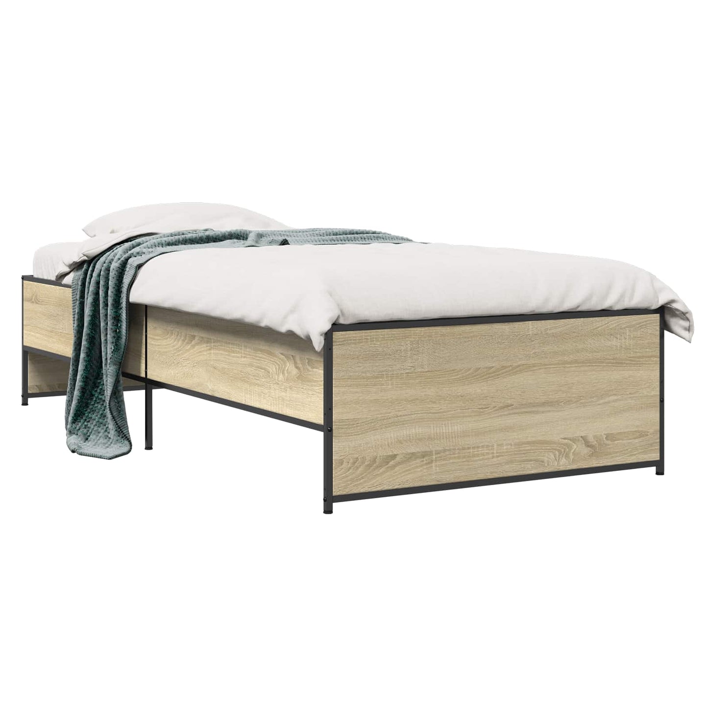 Bedframe Sonoma Eiken 80 x 200 cm Bewerkt hout is nu te koop bij PeponiXL, paradijselijk wonen!