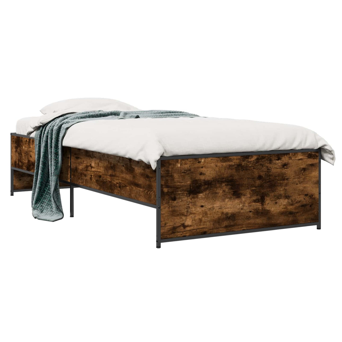 Bedframe Gerookt eiken 80 x 200 cm Bewerkt hout is nu te koop bij PeponiXL, paradijselijk wonen!