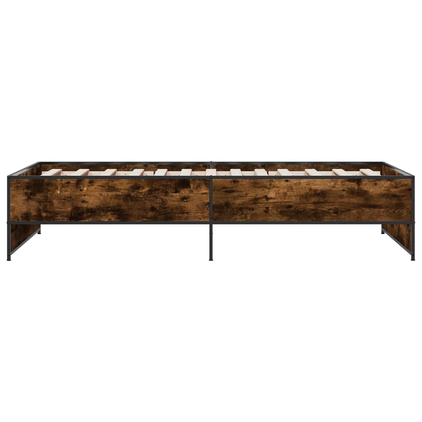 Bedframe Gerookt eiken 80 x 200 cm Bewerkt hout is nu te koop bij PeponiXL, paradijselijk wonen!