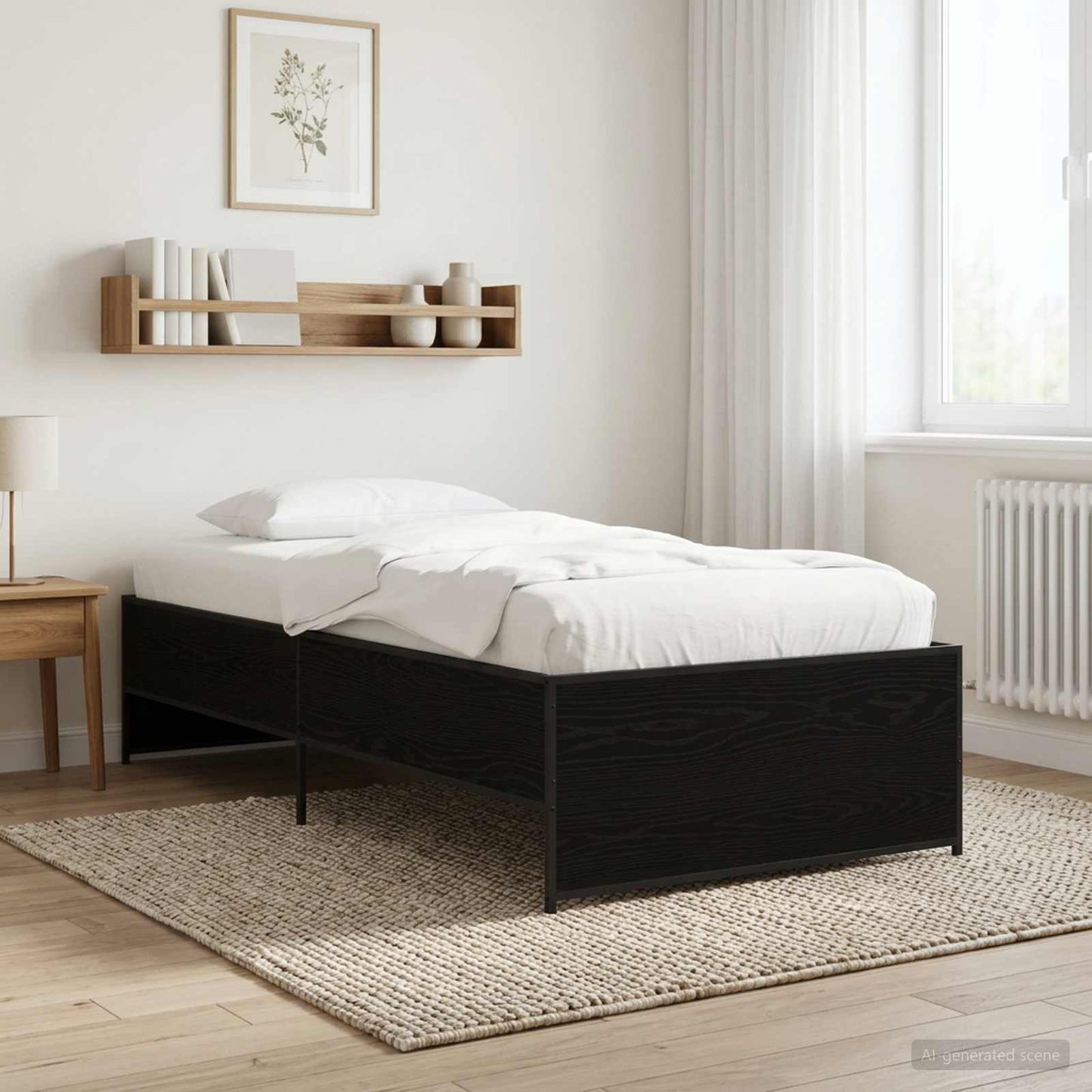 Bedframe Zwart eiken 80 x 200 cm Bewerkt hout is nu te koop bij PeponiXL, paradijselijk wonen!