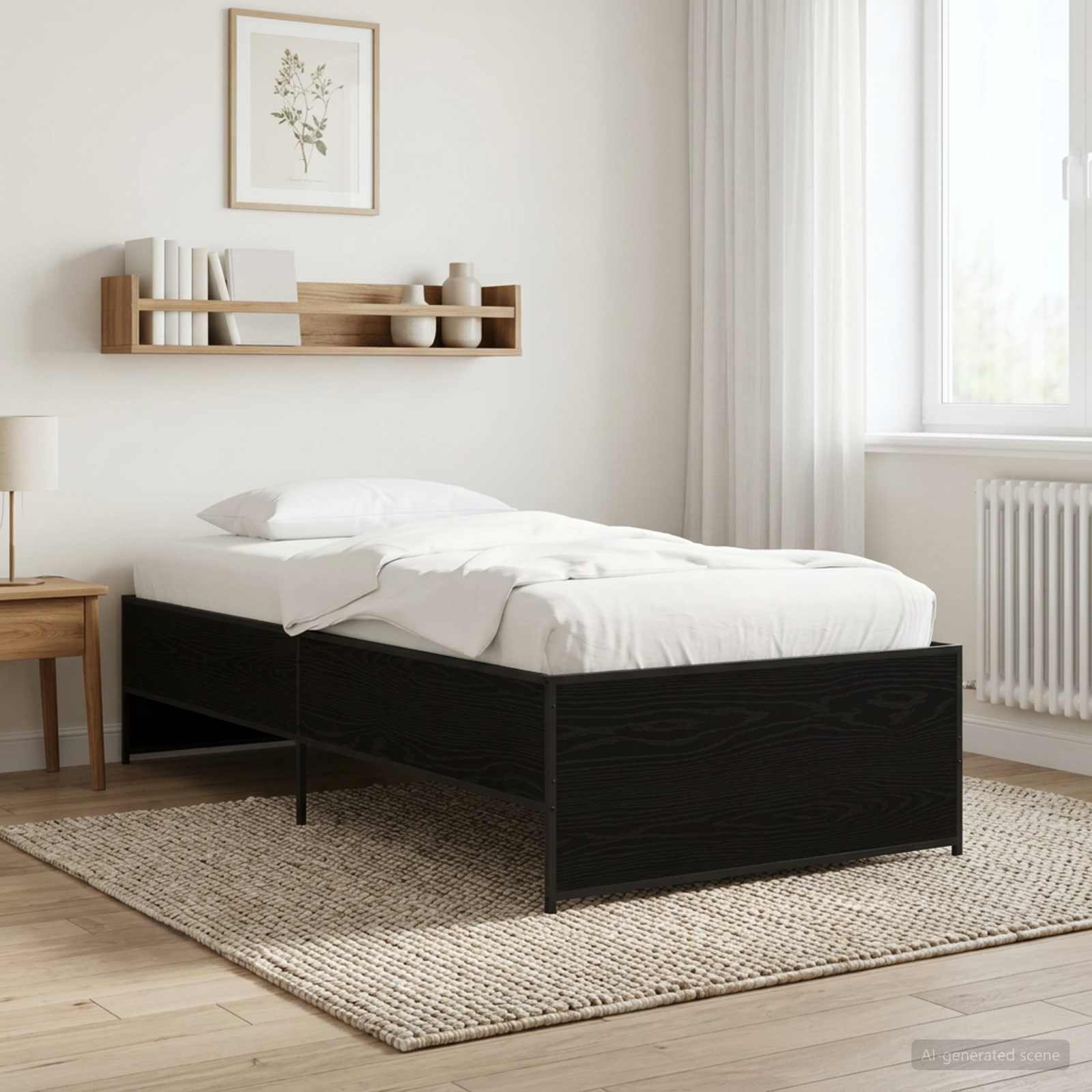 Bedframe Zwart eiken 80 x 200 cm Bewerkt hout is nu te koop bij PeponiXL, paradijselijk wonen!