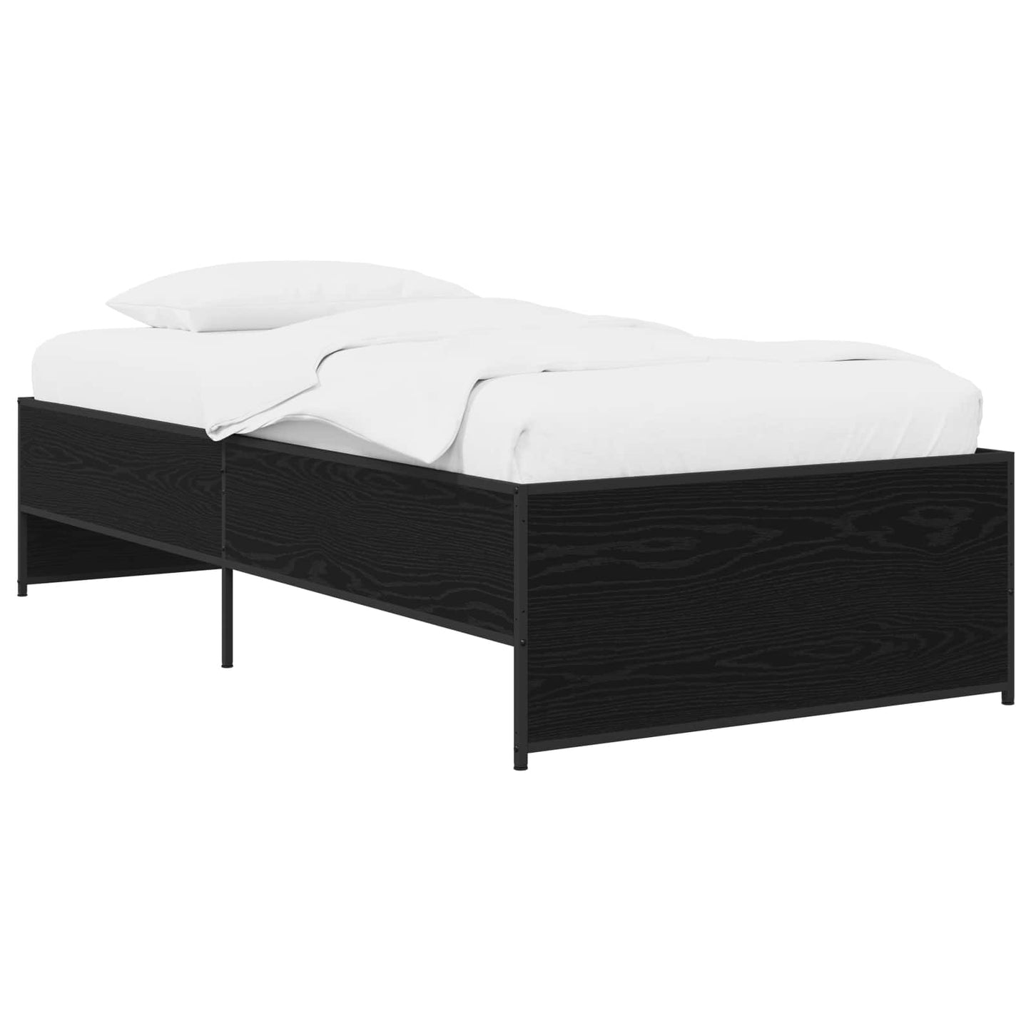 Bedframe Zwart eiken 80 x 200 cm Bewerkt hout is nu te koop bij PeponiXL, paradijselijk wonen!