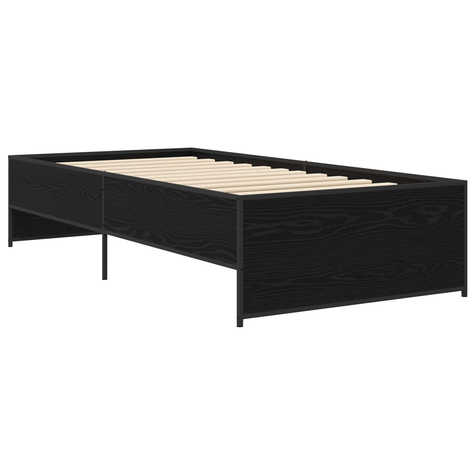 Bedframe Zwart eiken 80 x 200 cm Bewerkt hout is nu te koop bij PeponiXL, paradijselijk wonen!