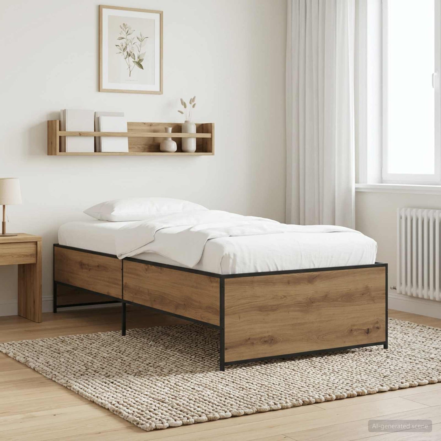 Bedframe Artisanaal eiken 80 x 200 cm Bewerkt hout is nu te koop bij PeponiXL, paradijselijk wonen!