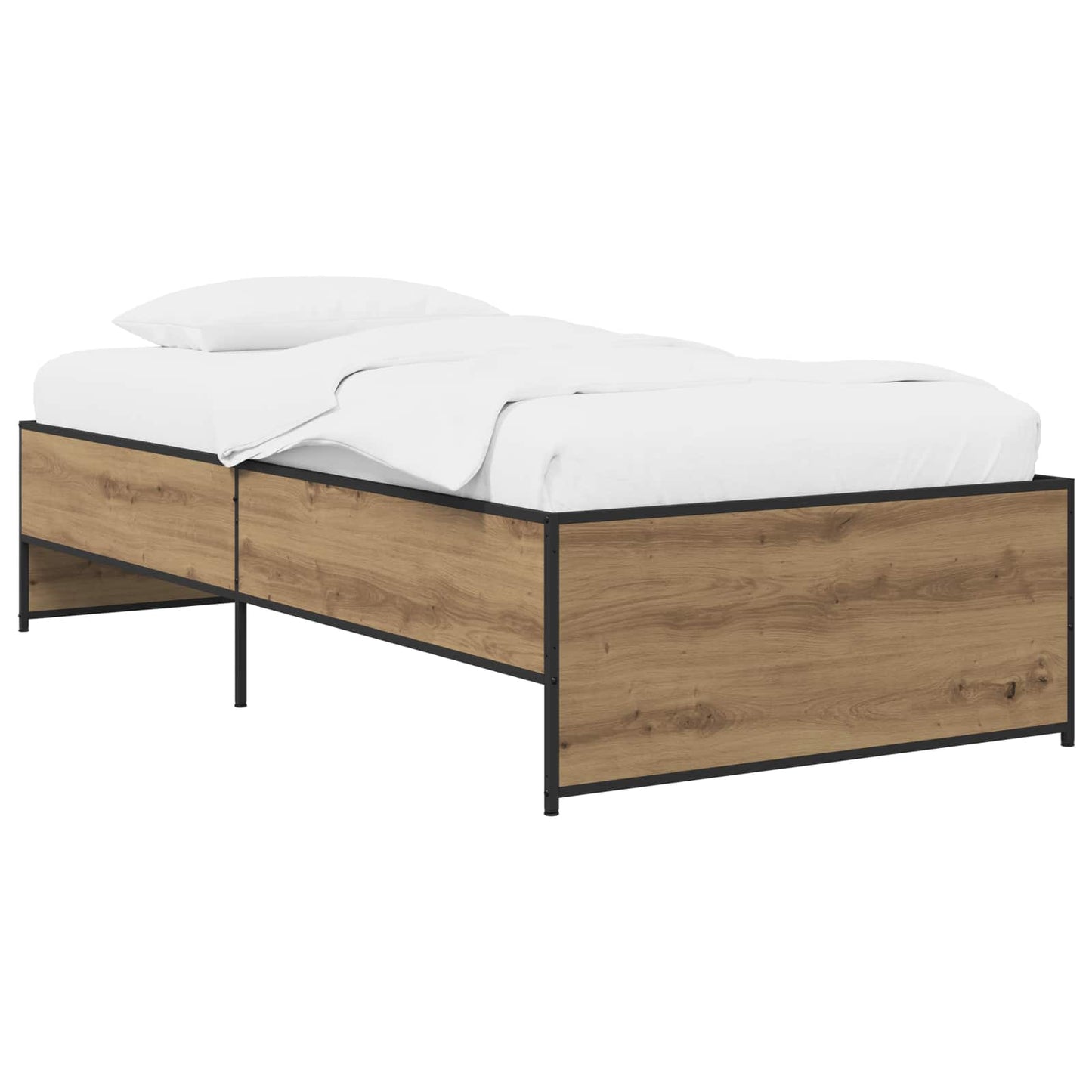 Bedframe Artisanaal eiken 80 x 200 cm Bewerkt hout is nu te koop bij PeponiXL, paradijselijk wonen!