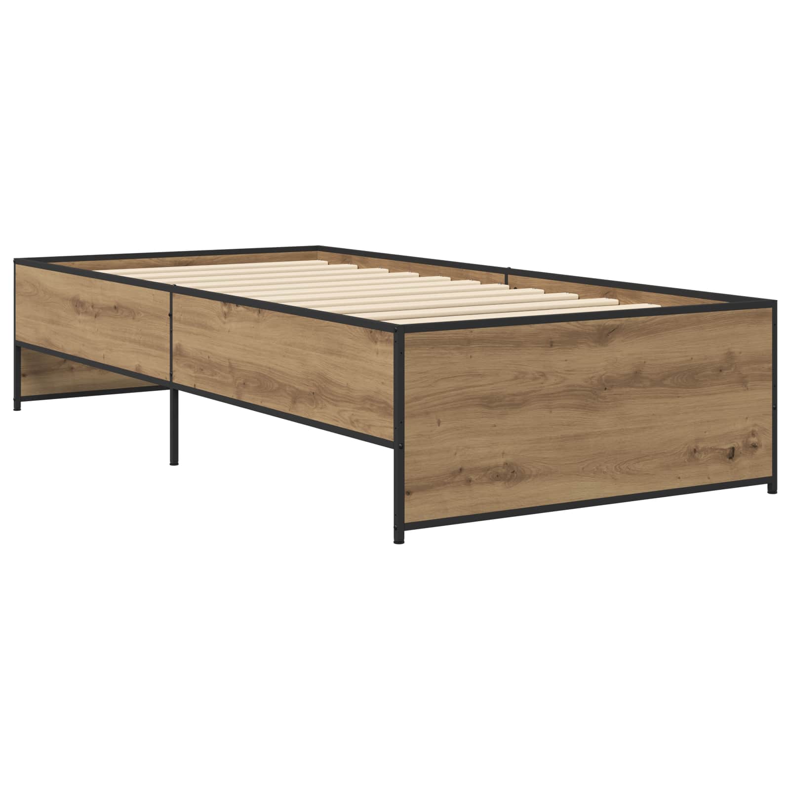 Bedframe Artisanaal eiken 80 x 200 cm Bewerkt hout is nu te koop bij PeponiXL, paradijselijk wonen!