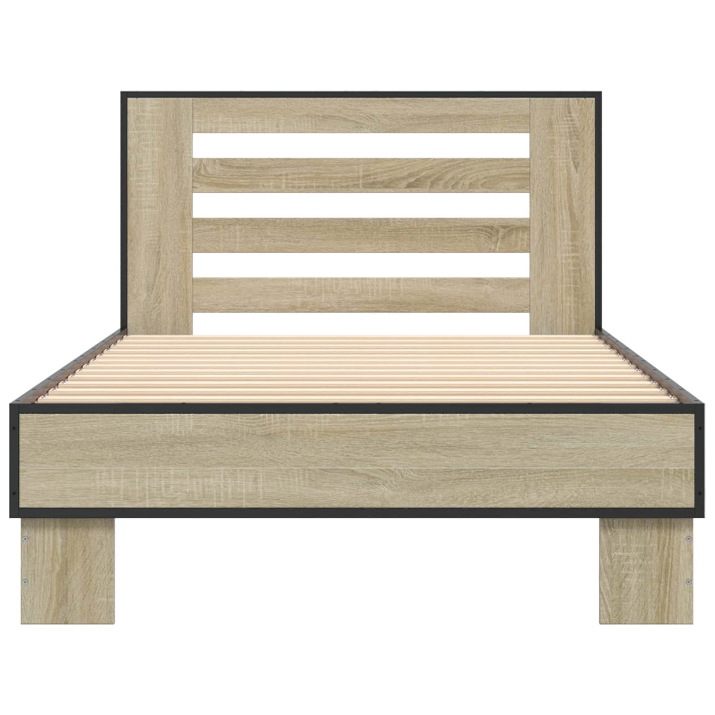 Bedframe met Hoofdeinde Sonoma Eiken 80 x 200 cm Bewerkt hout is nu te koop bij PeponiXL, paradijselijk wonen!