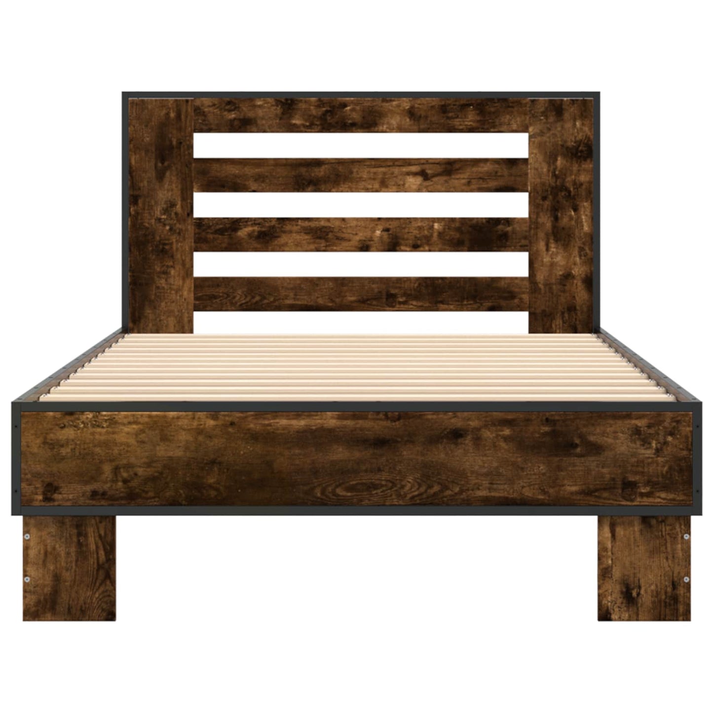 Bedframe met Hoofdeinde Gerookt eiken 80 x 200 cm Bewerkt hout is nu te koop bij PeponiXL, paradijselijk wonen!
