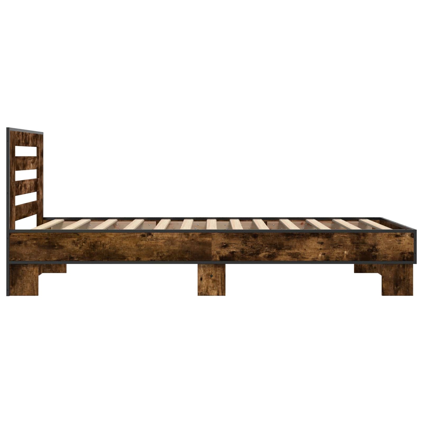 Bedframe met Hoofdeinde Gerookt eiken 80 x 200 cm Bewerkt hout is nu te koop bij PeponiXL, paradijselijk wonen!